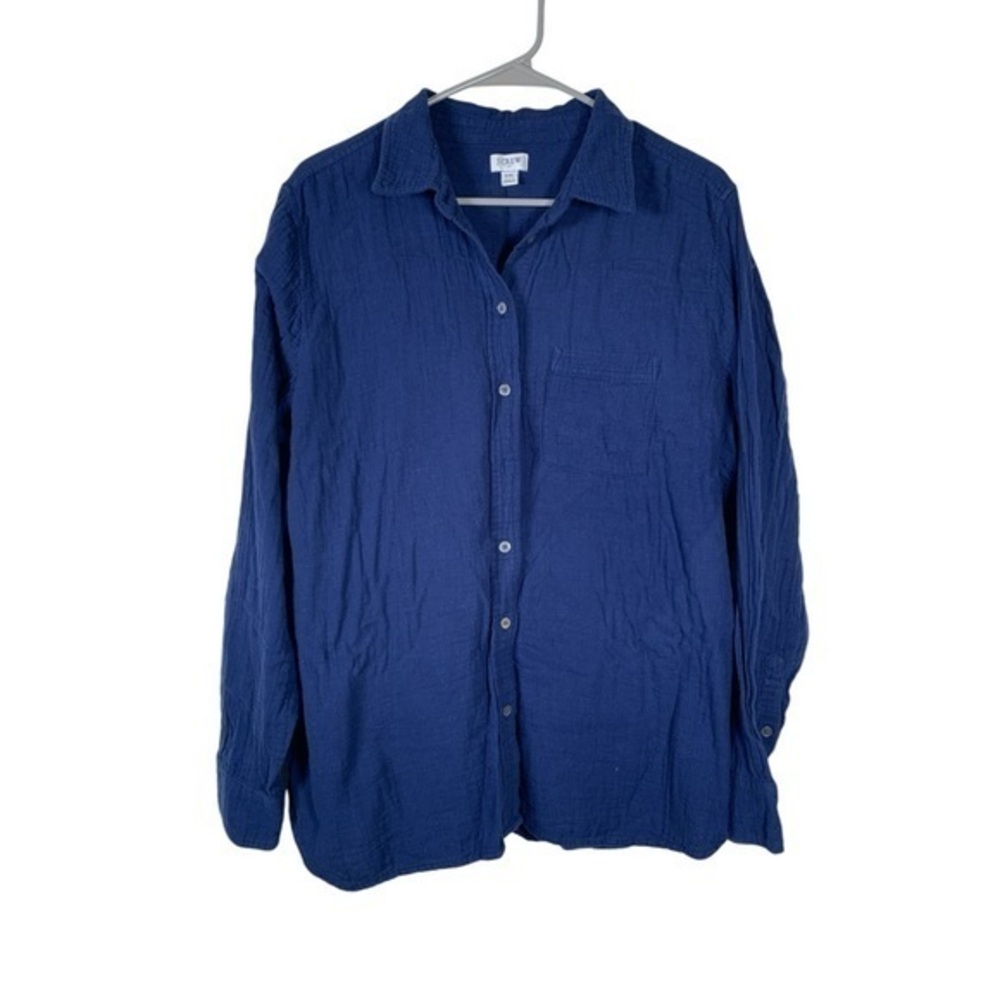 J Crew Navy Blue Button Down Blouse Size XXL EUC #7913